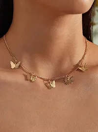 Combo Of Butterfly Pendant Necklace With Earrings Set-thumb1