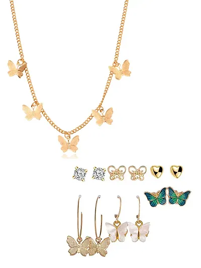 Elegant Combo Of Golden Alloy Jewellery Set