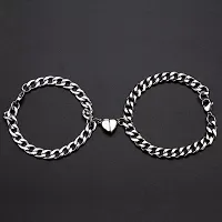 Loving Magnet Bracelet Stainless Steel Heart Shaped Romantic Love Couples Friendship Promise 2 In 1 Duo Wrist Band Bracelet For Men And Women-thumb1