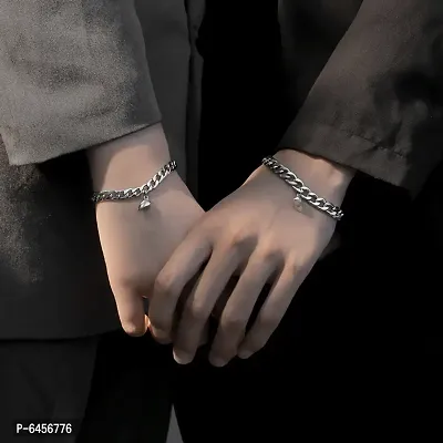 Loving Magnet Bracelet Stainless Steel Heart Shaped Romantic Love Couples Friendship Promise 2 In 1 Duo Wrist Band Bracelet For Men And Women-thumb5