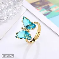 Combo Of Stunning Gold Plated Mariposa Necklace With Crystal Butterfly Ring For Women-thumb2