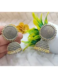 Traditional Grey Dome Shape Pearls Drop Jhumki Earrings For Women and Girls - Pack Of 2-thumb2