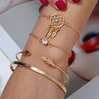 Stunning Leaf Multi Design Combo of 4 Golden Bracelet for Women and Girls-thumb2