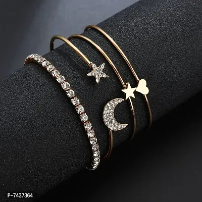 Stylish Studded Moon Star Heart Combo of 4 Bracelet for Women and Girls-thumb3