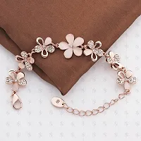 Fashion Flower Rose Gold Plated Crystal Bracelet for Girls and Women-thumb2