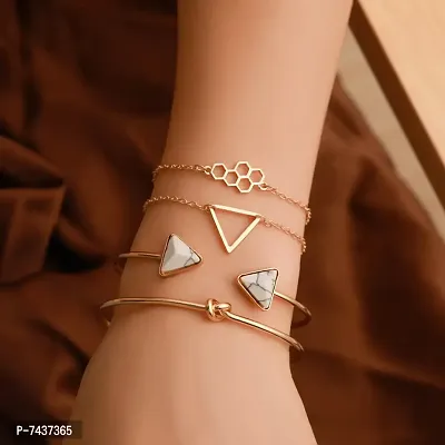 Lavish Gold Plated Multi Design Crystal Combo of 4 Bracelet for Women and Girls-thumb5