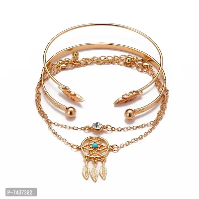 Stunning Leaf Multi Design Combo of 4 Golden Bracelet for Women and Girls-thumb5