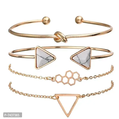 Lavish Gold Plated Multi Design Crystal Combo of 4 Bracelet for Women and Girls-thumb2