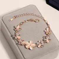 Fashion Flower Rose Gold Plated Crystal Bracelet for Girls and Women-thumb4