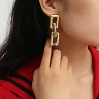 Geometric Golden Wild Temperament Drop Earrings For Women And Girls (2 Pcs Set)-thumb1