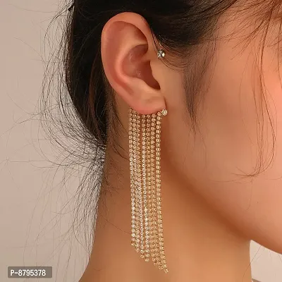 Golden Tassel Ear Cuff No Piercing Earrings For Women And Girls (2 Pcs Set)-thumb0