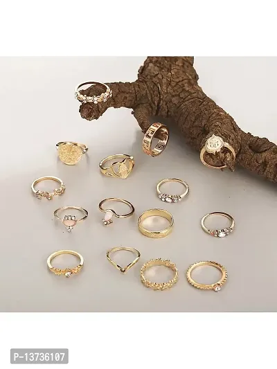 Vembley Gold Plated 15 Piece Multi Design Ring Set For Women and Girls.-thumb3