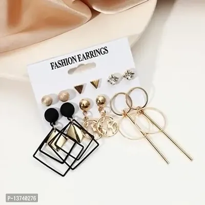 Vembley Gorgeous Combo of 6 pair Stud and Hoop Earrings for Women and Girls-thumb2