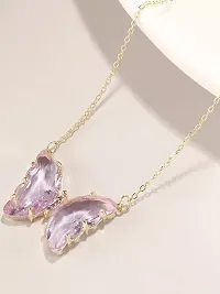 Vembley Combo Of 2 Lovely Gold Plated Purple Crystal Butterfly Pendant Necklace For Women and Girls-thumb2