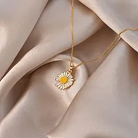 Vembley Stunning Gold Plated Yellow Flower Pendant Necklace for Women and Girls-thumb2