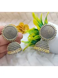Vembley Combo of 2 Traditional Grey Pearls Drop Dome Shape Jhumki Earrings For Women and Girls-thumb2