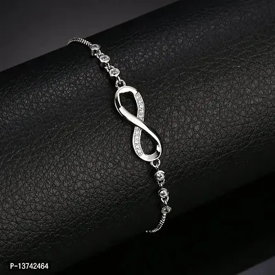 Vembley Fashion Silver Plated Infinity Slide Closure Bracelet for Women and Girls-thumb5