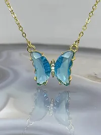 Vembley Lavish Blue Crystal Butterfly Pendant Necklace-thumb3