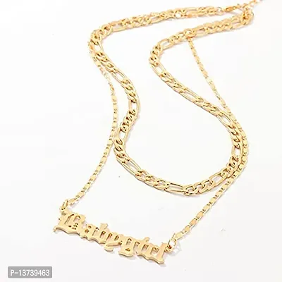 Vembley Stunning Gold Plated Double Layered Babygirl Alphabet Word Pendant Necklace for Women and Girls-thumb4