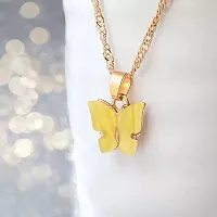 Vembley Pretty Gold Plated Yellow Butterfly Pendant Necklace for Women and Girls-thumb1