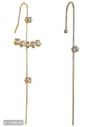 Vembley Pack Of 2 Stunning Gold Plated Zircon Studded Ear Cuff for Women  Girls-thumb0