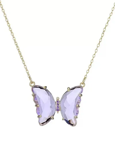 Vembley Lavish Crystal Butterfly Pendant Necklace