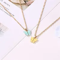 Vembley Pretty Gold Plated Yellow Butterfly Pendant Necklace for Women and Girls-thumb3