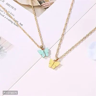 Vembley Pretty Gold Plated Yellow Butterfly Pendant Necklace for Women and Girls-thumb4