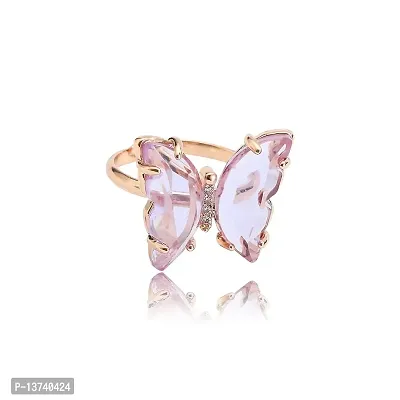 Vembley Lavish Designer Purple Crystal Butterfly Ring-thumb0
