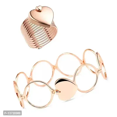 Vembley Magic Rosegold Retractable Heart Bracelet Cum Ring For Women And Girls