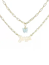 Vembley Pack of 2 Attractive Gold Plated Layered Babygirl Butterfly  Blue Butterfly Angel Necklace For Women and Girls-thumb3