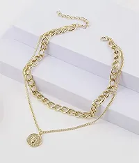 Vembley Charming Gold Plated Double Layered Vintage Coin Pendant Necklace for Women and Girls-thumb2