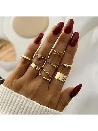 Vembley Gold Plated 5 Piece Simple Heart Ring Set For Women and Girls.-thumb4