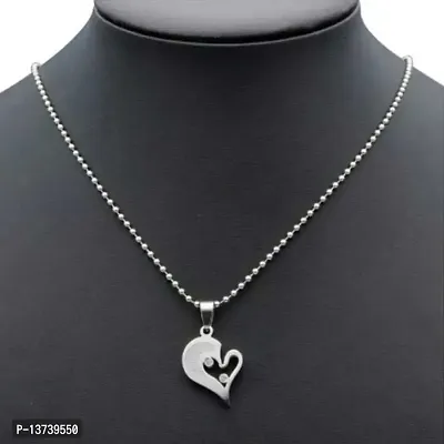 Vembley 2 Pcs Blue-Silver Heart I Love You Couple Pendant Necklace For Men And Women-thumb4