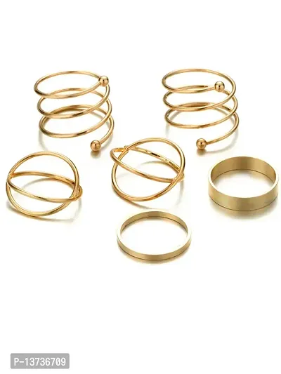 Vembley Gold Plated 6 Pcs Western Style Ring set For Women and Girls