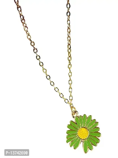 Vembley Stunning Gold Plated Green Flower Pendant Necklace for Women and Girls