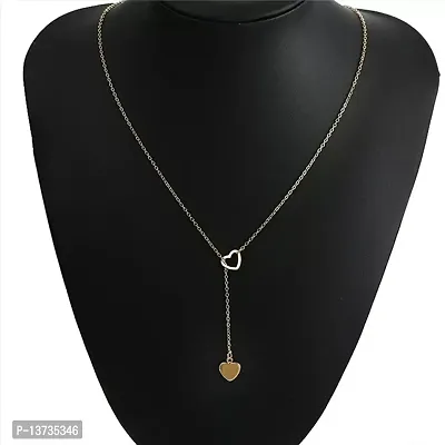 Vembley Stunning Gold Plated Y-Shaped Chunky Chain Drop Heart Pendant Necklace for Women and Girls-thumb5