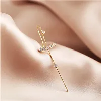 Vembley Pair of 2 Glamorous Gold Plated Zircon Studded Ear Cuffs for Women  Girls-thumb2