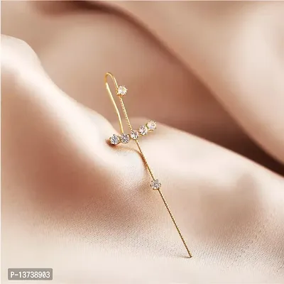 Vembley Pair of 2 Glamorous Gold Plated Zircon Studded Ear Cuffs for Women  Girls-thumb3