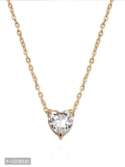 Vembley Gold Plated Diamond Heart Pendant Necklace for Women-thumb0