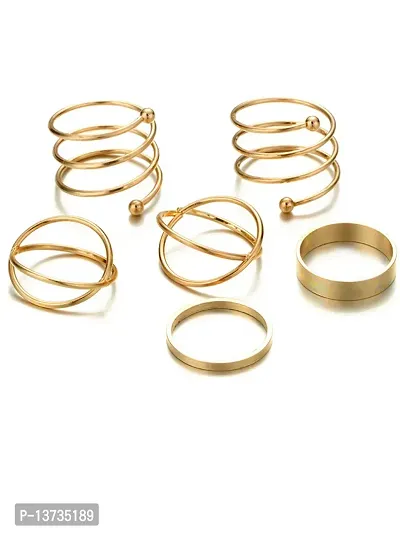 Vembley Gold Plated 6 Pcs Western Style Ring set For Women and Girls.