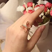 Vembley Lavish Designer Pink Crystal Butterfly Ring-thumb1