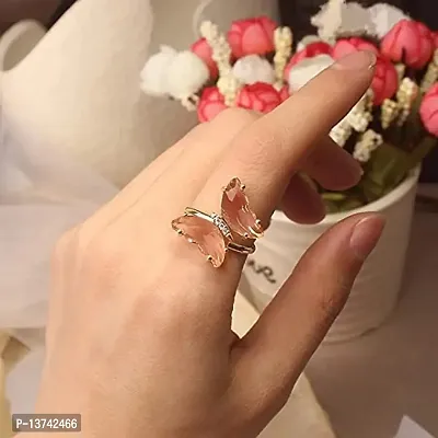 Vembley Lavish Designer Pink Crystal Butterfly Ring-thumb2
