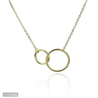 Vembley Stunning Gold Plated Double Circle Ring Pendant Necklace for Women and Girl-thumb3