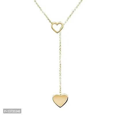 Vembley Stunning Gold Plated Y-Shaped Chunky Chain Drop Heart Pendant Necklace for Women and Girls-thumb4