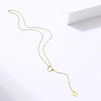 Vembley Stunning Gold Plated Y-Shaped Chunky Chain Drop Heart Pendant Necklace for Women and Girls-thumb2