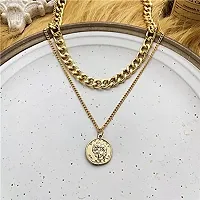 Vembley Charming Gold Plated Double Layered Vintage Coin Pendant Necklace for Women and Girls-thumb3