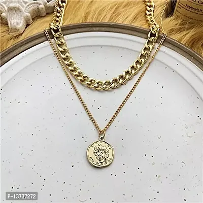 Vembley Charming Gold Plated Double Layered Vintage Coin Pendant Necklace for Women and Girls-thumb4