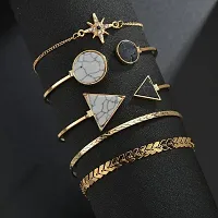 Vembley Combo of 5 Crystal Golden Geometric Star Bracelets For Women And Girls-thumb2