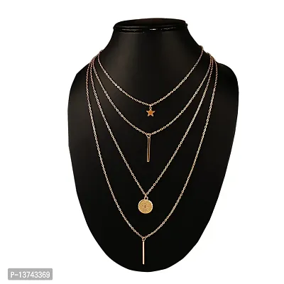 Vembley Gold Plated Stylish Layered Pendant Necklace for Women-thumb2
